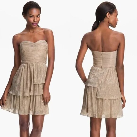 MAX & CLEO Rebecca' Ruched Metallic Dress 4 - Picture 2 of 14